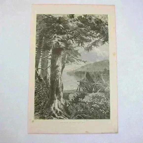 Other - Art Print Hemlock Trees Lake Otsego New York Nature John A. Hows Antique 1874